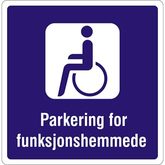 Parkering for funksjonshemmede, 50x50 cm.