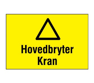Varselskilt - Hovedbryter Kran, 30x20 cm., pvc
